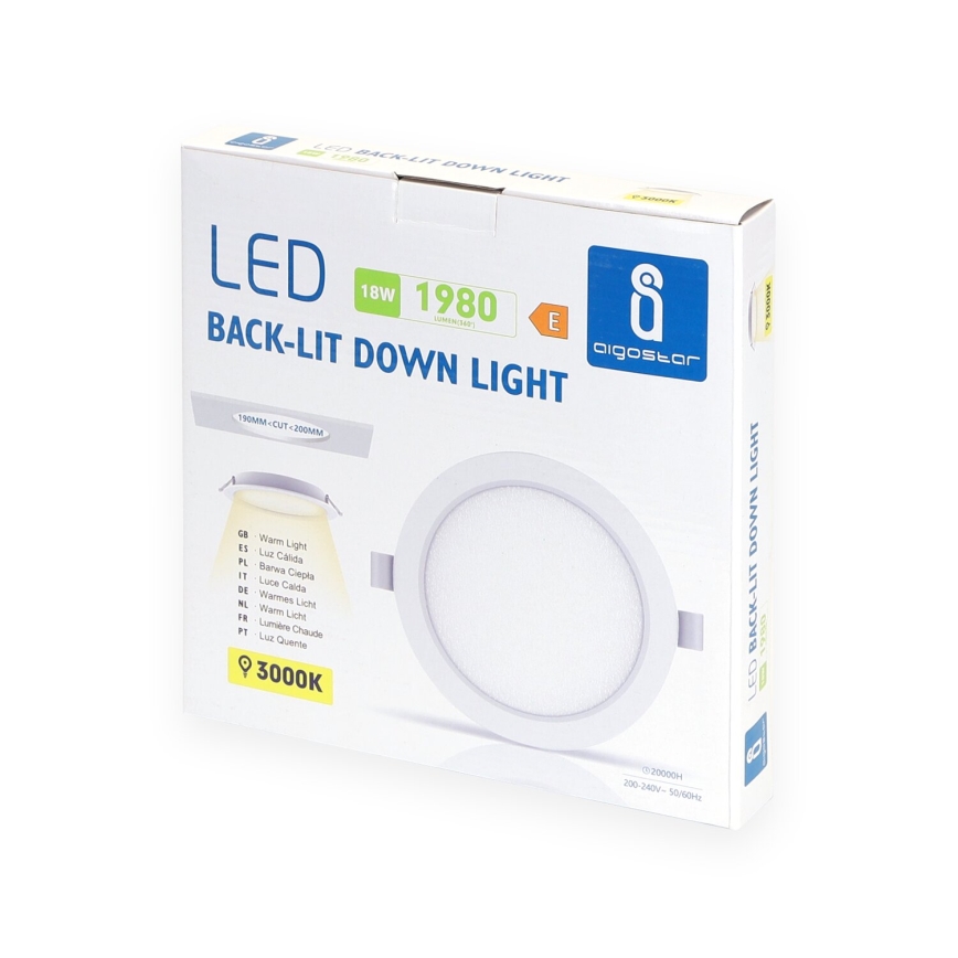 Aigostar - Lampada LED da incasso LED/18W/230V 3000K diametro 27,5 cm bianco
