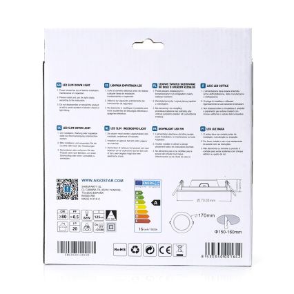 Aigostar - Lampada LED da incasso ULTRATHIN LED/16W/230V 6000K bianco
