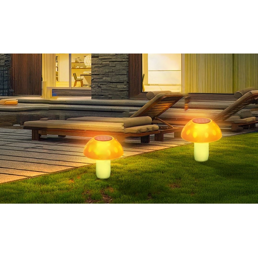 Aigostar - Lampada LED solare LED/0,024W/1,2V 200 mAh 2700K IP44 fungo porcino