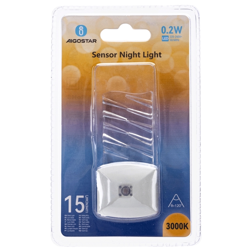 Aigostar - LED Luce notturna con sensore crepuscolare LED/0,2W/230V 3000K