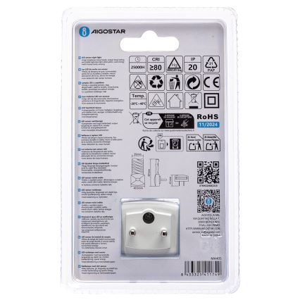 Aigostar - LED Luce notturna con sensore crepuscolare LED/0,2W/230V 3000K