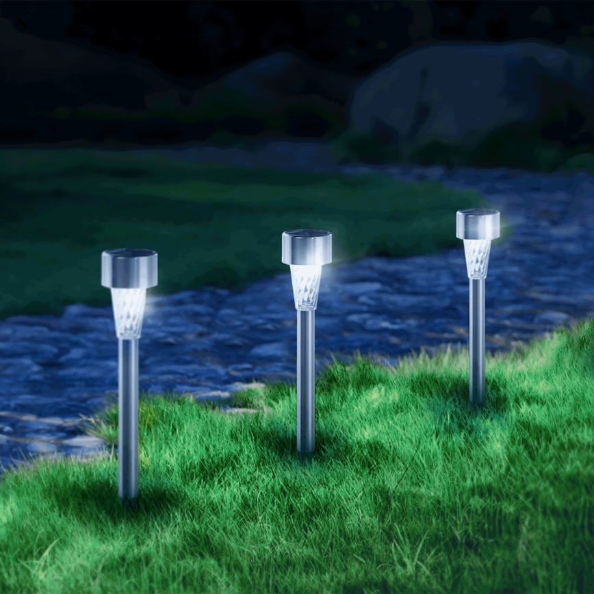 Aigostar - Lampada solare a LED 2 V, IP44, 40 mAh, cromo opaco