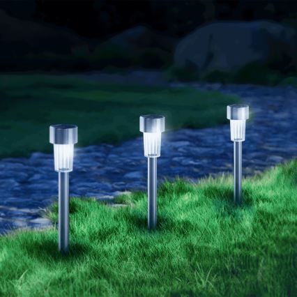Aigostar - Lampada solare a LED/2V IP44 40 mAh cromo opaco