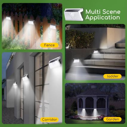 Aigostar - Lampada solare LED da esterno con sensore LED/2,4W/5V 1200 mAh IP65