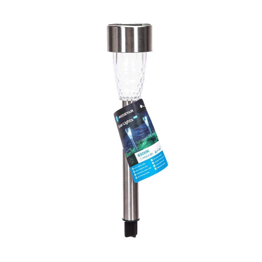 Aigostar - Lampada solare LED LED/0,006W/1,2V 29,7 cm cromo opaco 6500K IP44