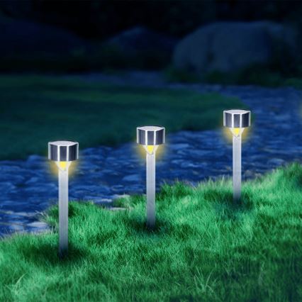 Aigostar - Lampada solare LED LED/0,006W/1,2V 32cm cromo opaco 200 mAh 2700K IP44