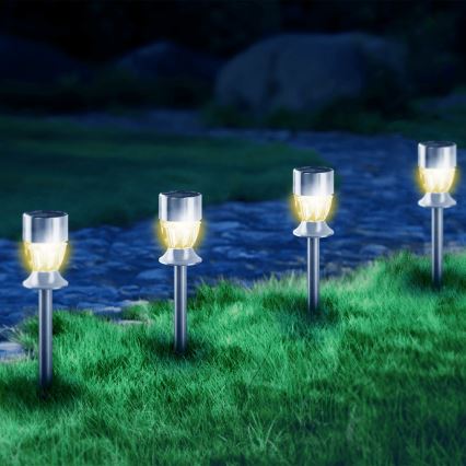 Aigostar - Lampada solare LED LED/0,006W/1,2V 35,5cm cromo opaco 2700K IP44