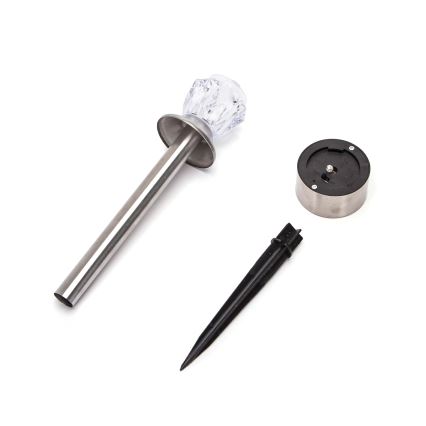 Aigostar - Lampada solare LED LED/0,006W/1,2V 35,5cm cromo opaco 3000K IP44