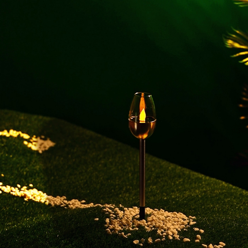 Aigostar - Lampada solare LED LED/0,006W/1,2V 38,2cm cromo opaco 2700K IP44