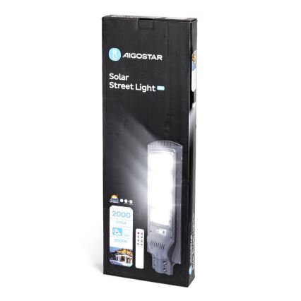 Aigostar - Lampada stradale solare LED con sensore LED/200W/3,2V 20000mAh IP65 6500K + telecomando