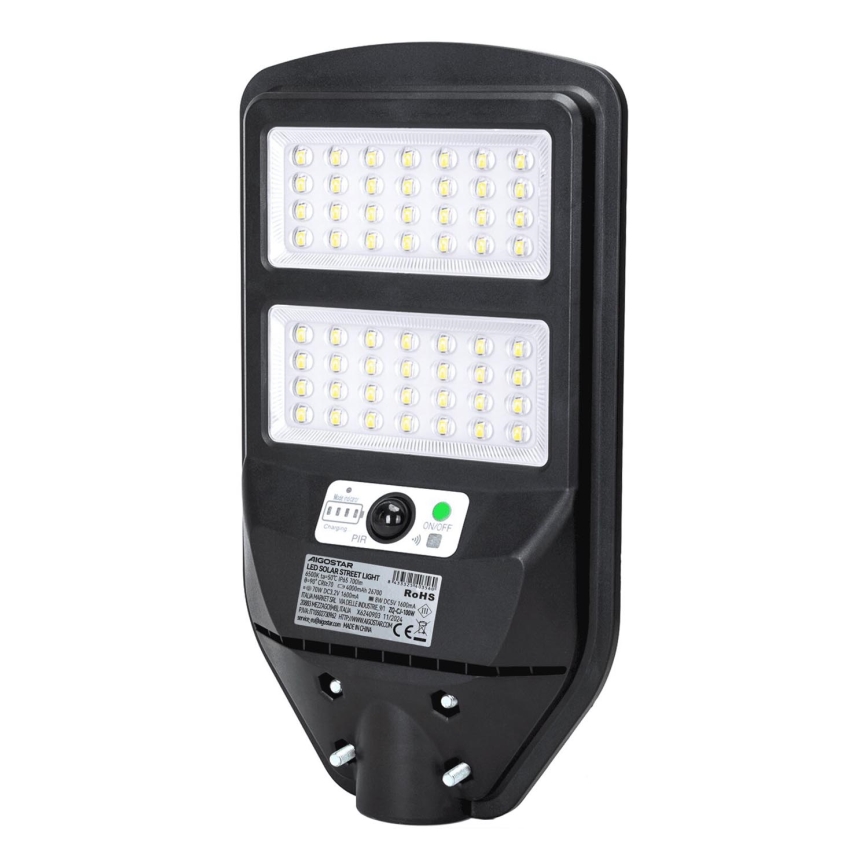 Aigostar - Lampada stradale solare LED con sensore LED/70W/3,2V 4000mAh IP65 6500K + telecomando