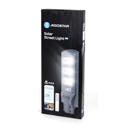 Aigostar - Lampadaire solaire avec détecteur LED/150W/3,2V 15000mAh IP65 6500K + télécommande