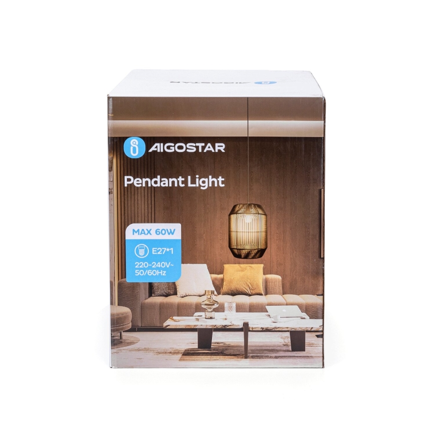 Aigostar - Lampadario a sospensione con filo 1xE27/60W/230V nero