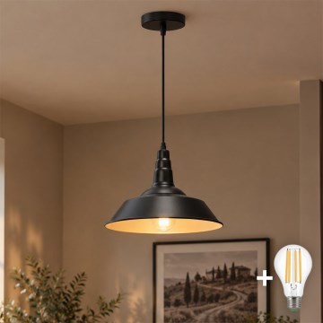 Aigostar - Lampadario LED a sospensione con cavo 1xE27/60W/230V Ø 36 cm nero