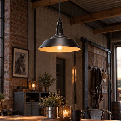 Aigostar - Lampadario LED a sospensione con cavo 1xE27/60W/230V Ø 36 cm nero