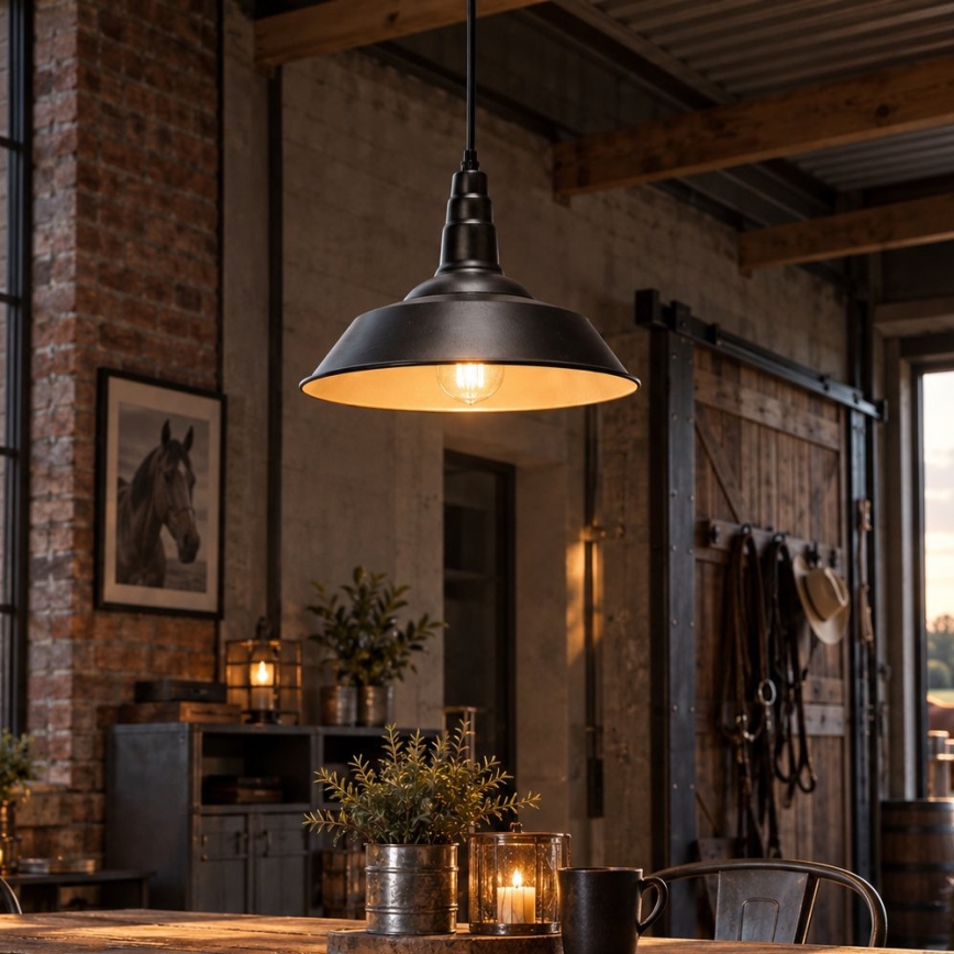 Aigostar - Lampadario LED a sospensione con cavo 1xE27/60W/230V Ø 36 cm nero