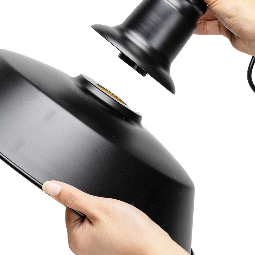 Aigostar - Lampadario LED a sospensione con cavo 1xE27/60W/230V Ø 36 cm nero