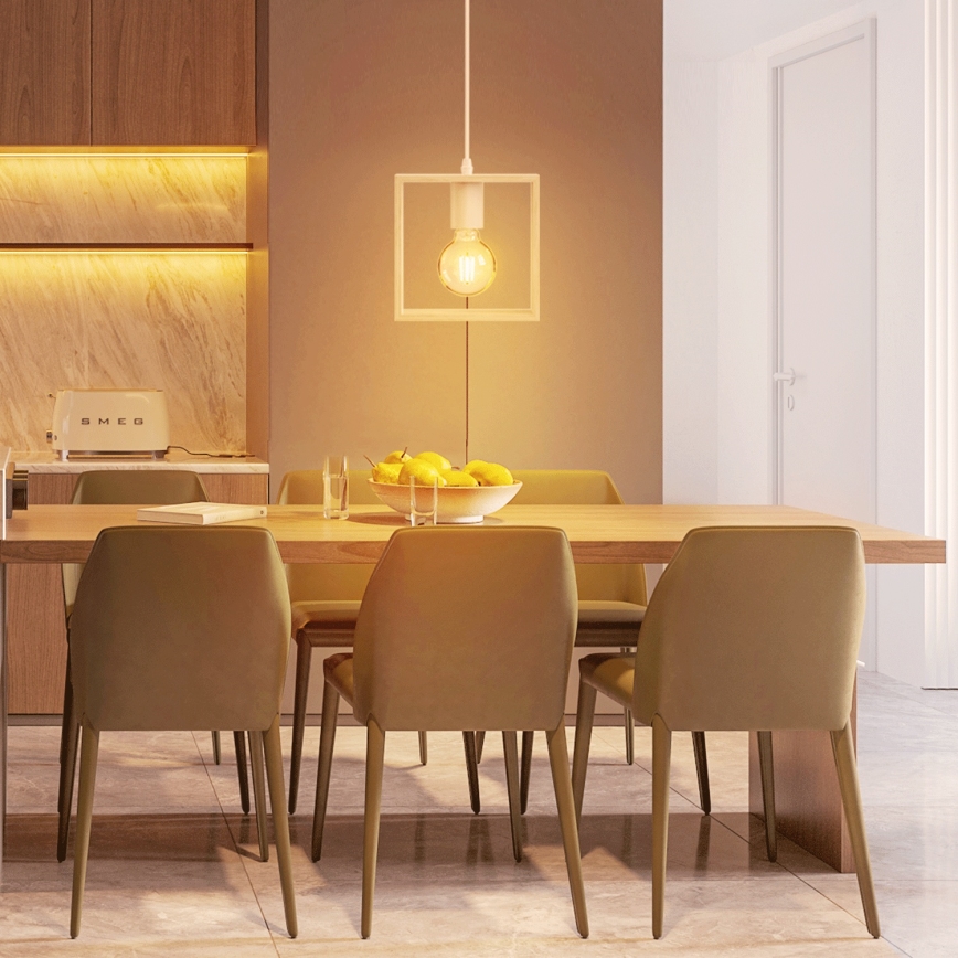 Aigostar - Lampadario LED in legno a sospensione con cavo 1xE27/9W/230V 2200K pino