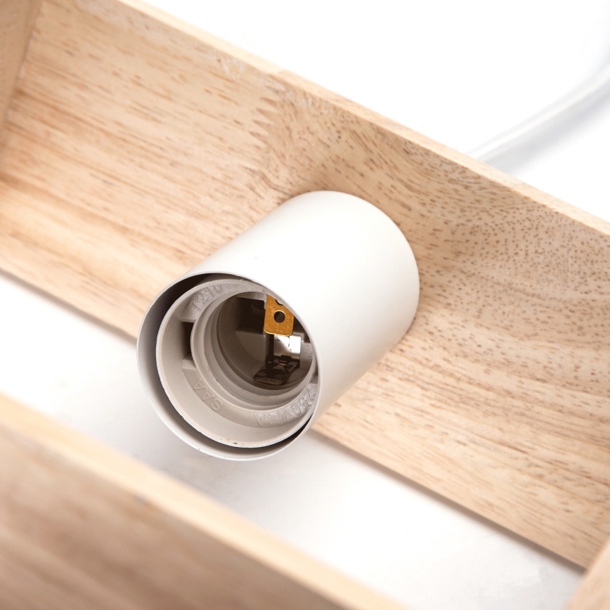 Aigostar - Lampadario LED in legno a sospensione con cavo 1xE27/9W/230V 2200K pino