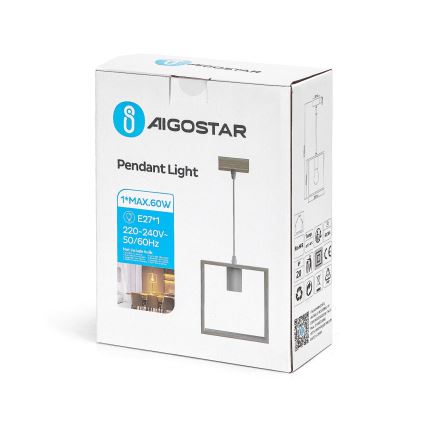 Aigostar - Lampadario LED in legno a sospensione con cavo 1xE27/9W/230V 2200K pino