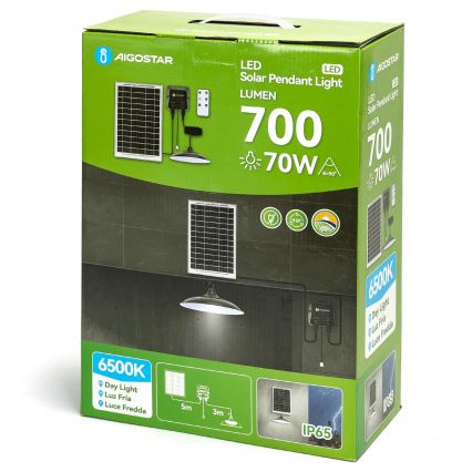 Aigostar - Lampadario solare a LED LED/70W/12V 6000 mAh 6500K IP65 Ø 23,5 cm + telecomando incluso