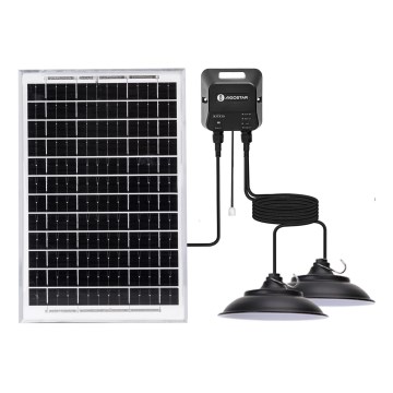 Aigostar - Lampadario solare LED con sensore 2xLED/35W/12V 6000 mAh 6500K IP65 Ø 15 cm + telecomando
