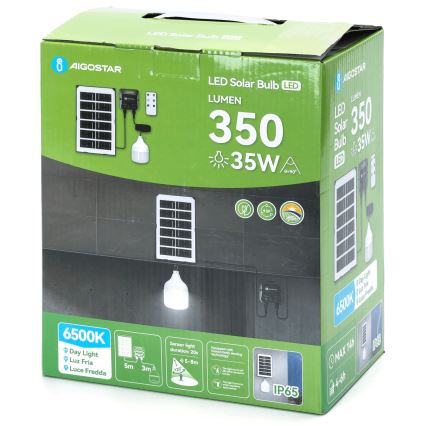 Aigostar - Lampadario solare LED con sensore LED/35W/12V 3000 mAh 6500K diametro 10 cm + telecomando