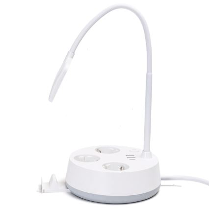 Aigostar - Lampe de bureau LED dimmable avec prises et port USB LED/4,6W/230V 3000/4000/6500K blanche