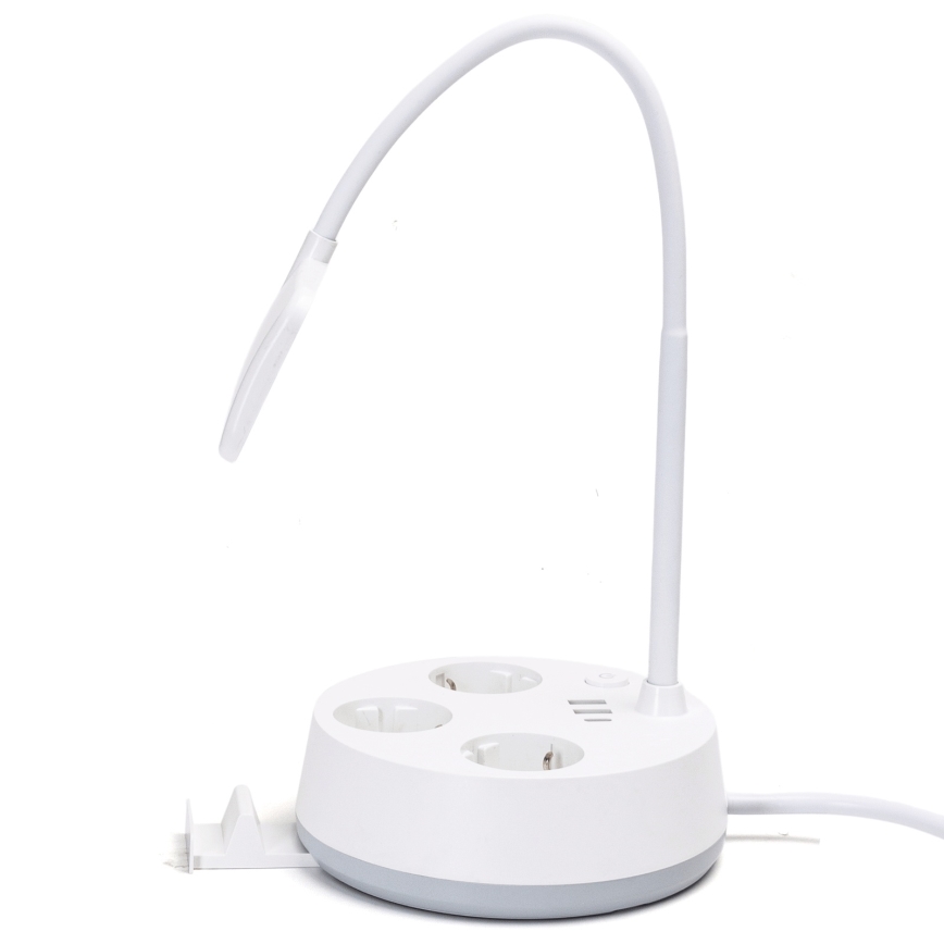 Aigostar - Lampe de bureau LED dimmable avec prises et port USB LED/4,6W/230V 3000/4000/6500K blanche