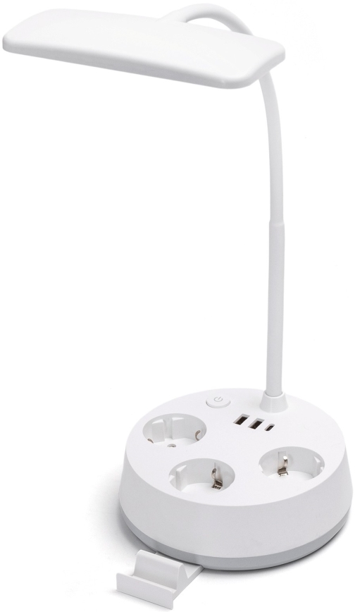 Aigostar - Lampe de bureau LED dimmable avec prises et port USB LED/4,6W/230V 3000/4000/6500K blanche