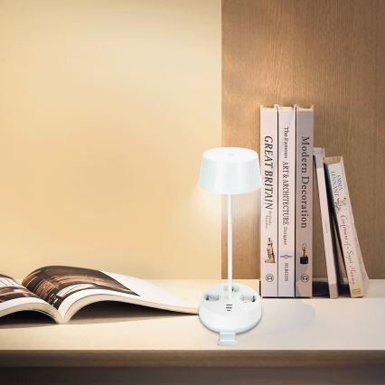 Aigostar - Lampe de bureau LED dimmable avec prises et port USB LED/4,6W/230V 3000/4000/6500K blanche