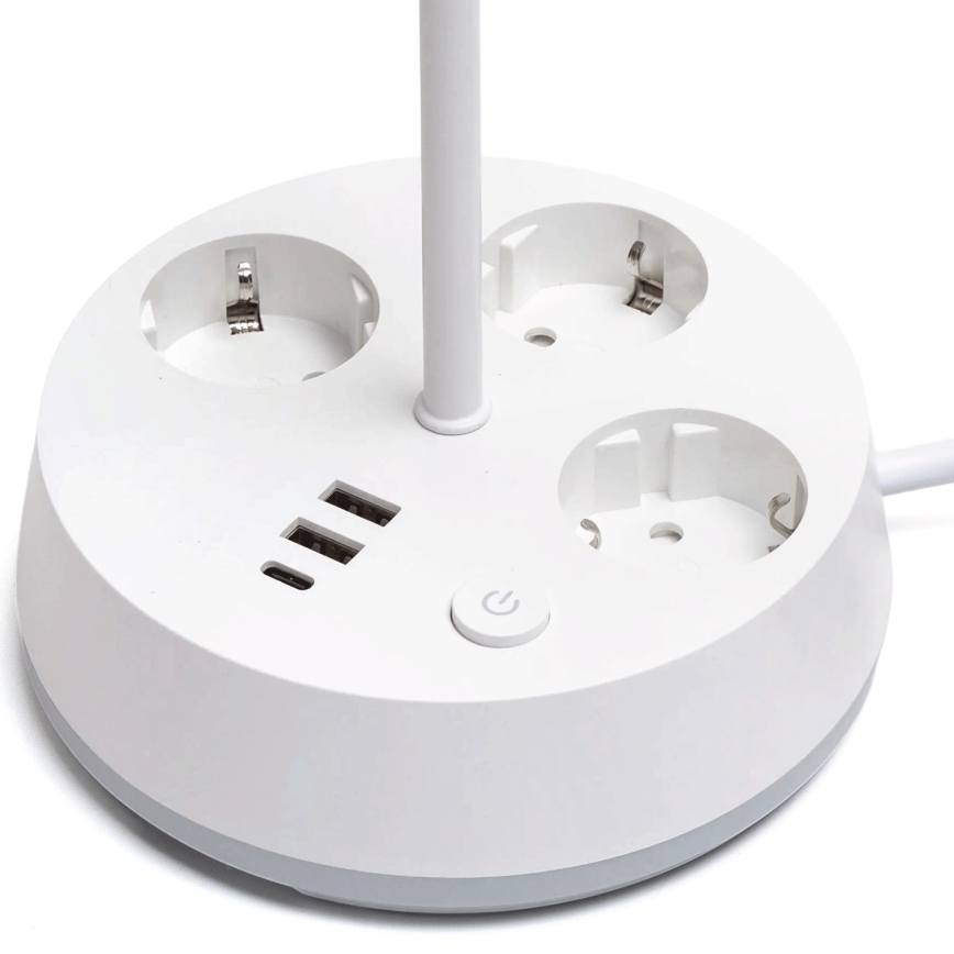 Aigostar - Lampe de bureau LED dimmable avec prises et port USB LED/4,6W/230V 3000/4000/6500K blanche