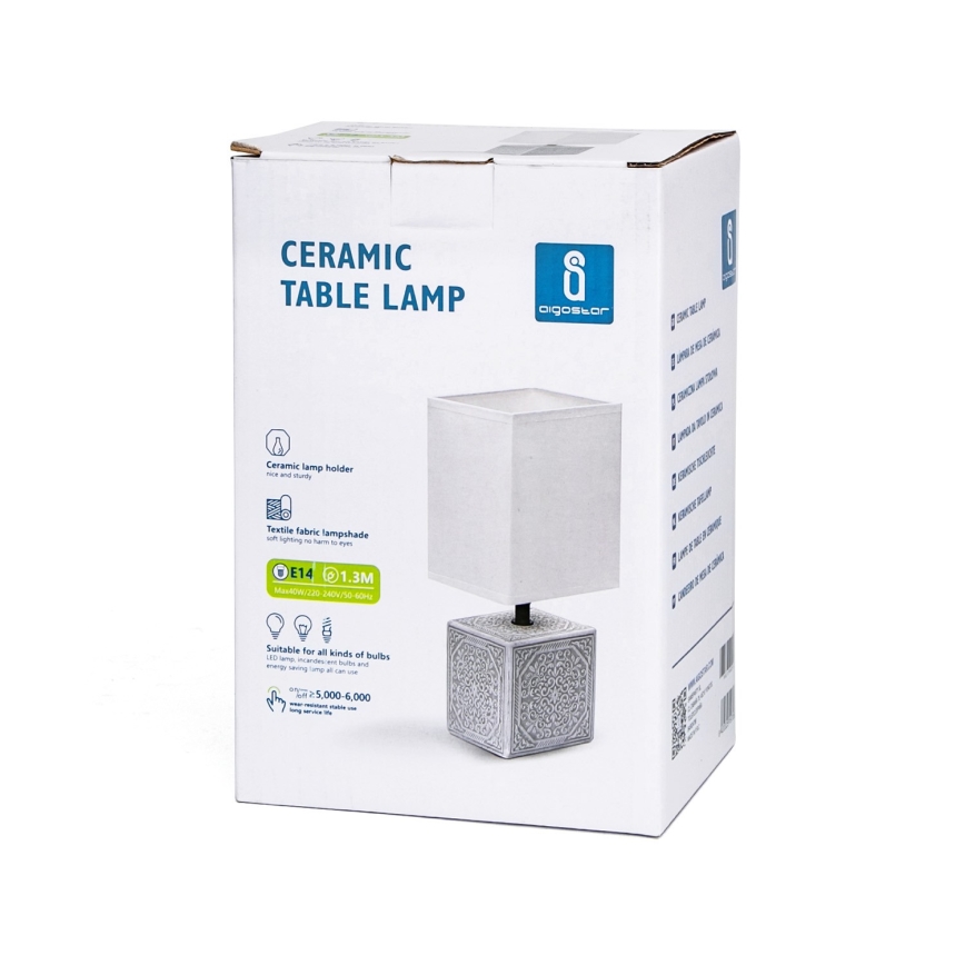 Aigostar - Lampe de table 1xE14/40W/230V gris/blanc