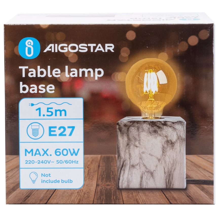 Aigostar - Lampe de table 1xE27/60W/230V blanc/gris
