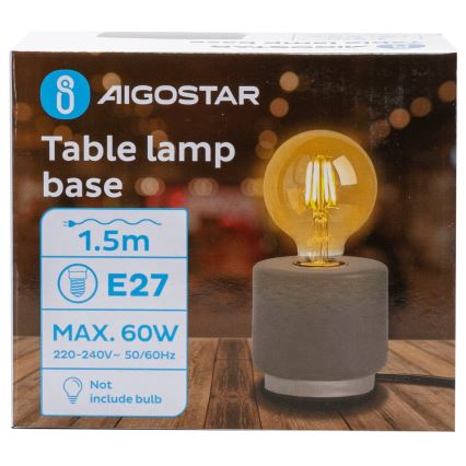 Aigostar - Lampe de table 1xE27/60W/230V gris