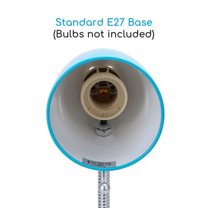 Aigostar -  Lampe de table avec pince 1xE27/11W/230V bleu/chrome brillant