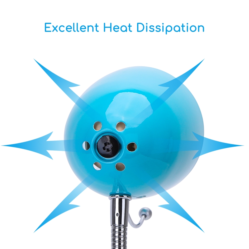 Aigostar -  Lampe de table avec pince 1xE27/11W/230V bleu/chrome brillant