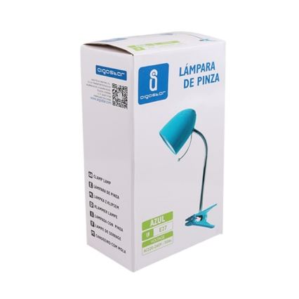 Aigostar -  Lampe de table avec pince 1xE27/11W/230V bleu/chrome brillant