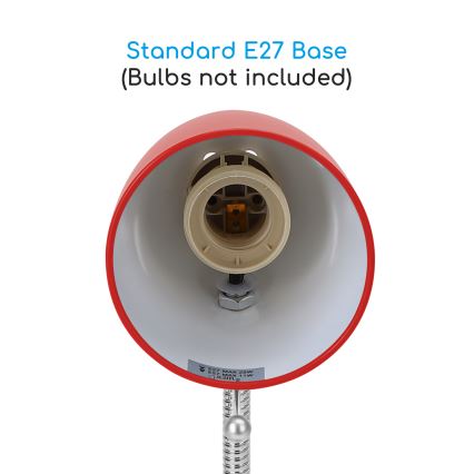 Aigostar - Lampe de table avec pince 1xE27/11W/230V rouge/chrome brillant