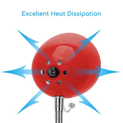 Aigostar - Lampe de table avec pince 1xE27/11W/230V rouge/chrome brillant
