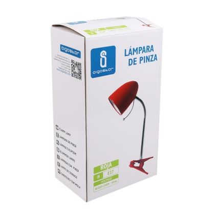 Aigostar - Lampe de table avec pince 1xE27/11W/230V rouge/chrome brillant