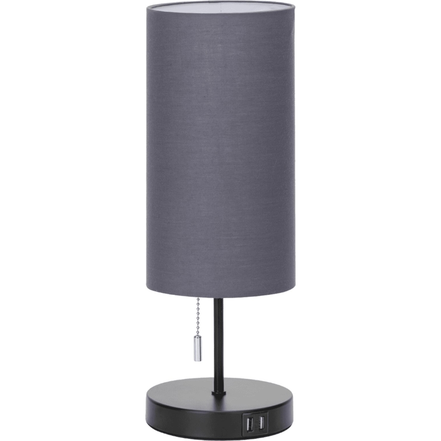 Aigostar - Lampe de table avec port USB 1xE27/40W/230V noir