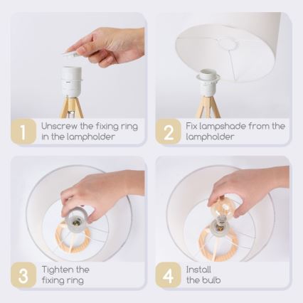 Aigostar - Lampe de table en pin 1xE27/60W/230V