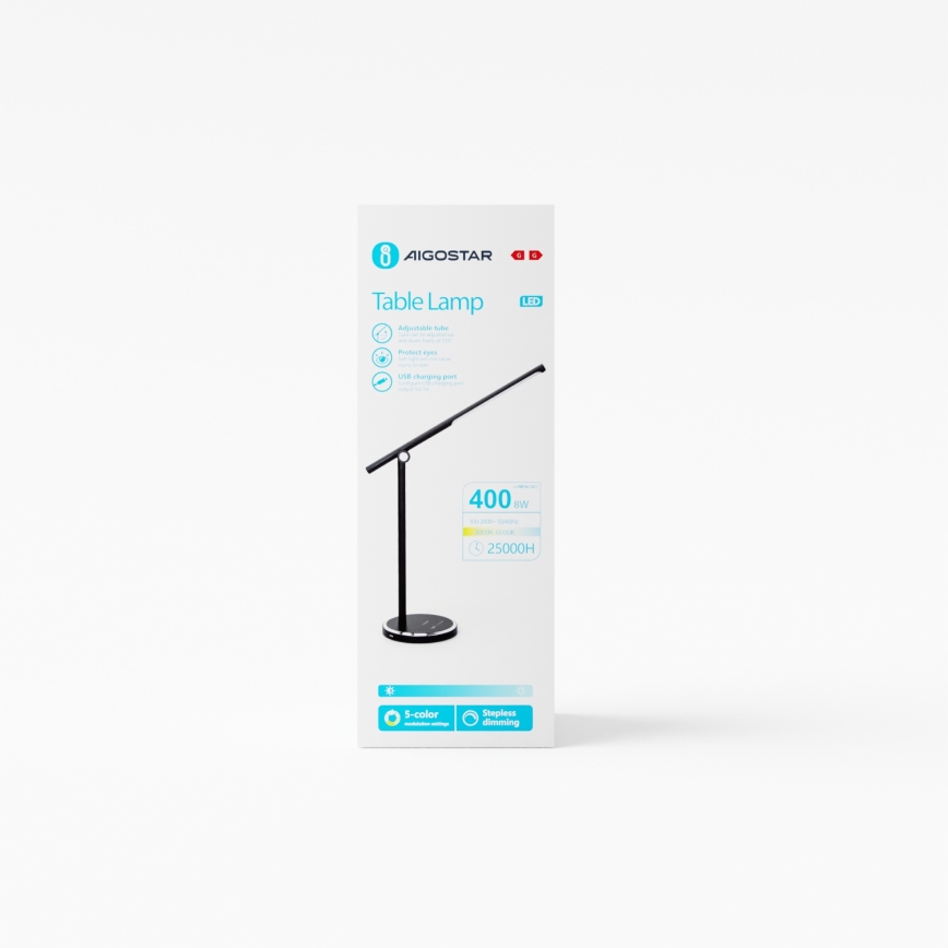 Aigostar - Lampe de table tactile à intensité variable LED/8W/230V 3000-6000K noir