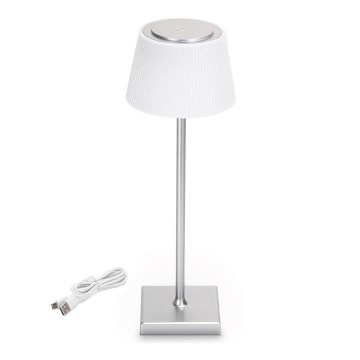Aigostar - Lampe de table variable à intensité variable pour l'extérieur LED/4W/5V 3600mAh blanc/chrome mat IP54