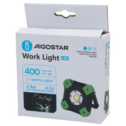 Aigostar - Lampe de travail LED/5W/3xAA 6500K IP44