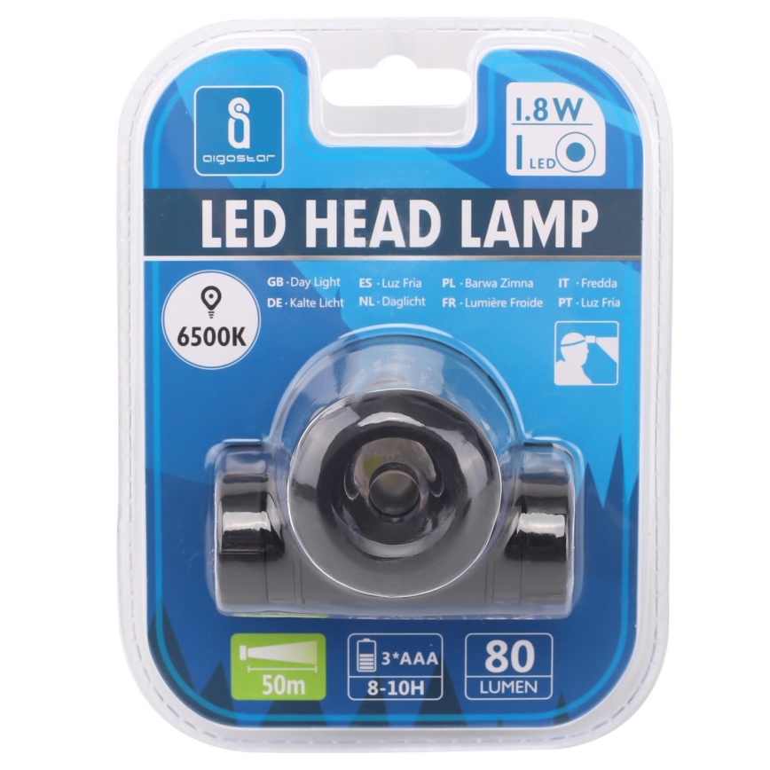 Aigostar - Lampe frontale LED/1,8W/3xAAA