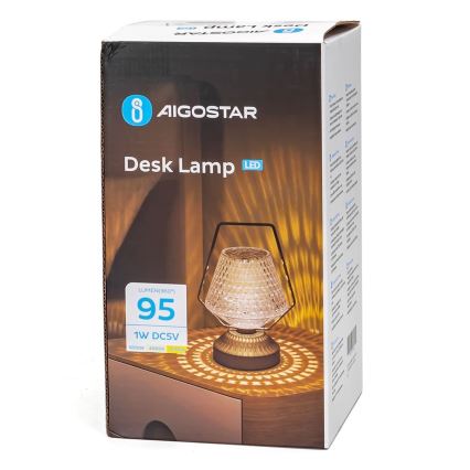 Aigostar- Lampe de table rechargeable à intensité variable LED/1W/5V 2700/4000/6500K 1800mAh 20 cm
