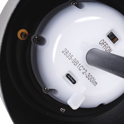 Aigostar - Lampe de table solaire à intensité variable rechargeable LED/3W/5V 2200mAh noir IP54
