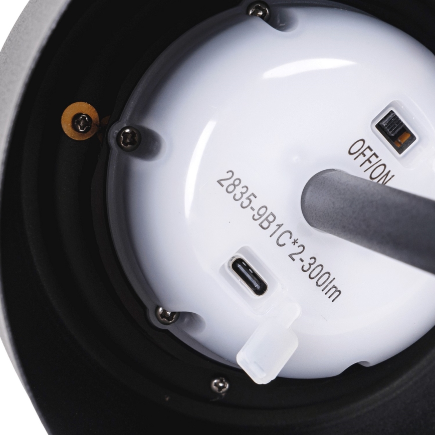 Aigostar - Lampe de table solaire à intensité variable rechargeable LED/3W/5V 2200mAh noir IP54